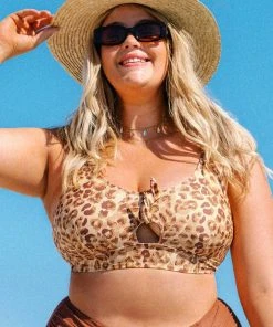 CUPSHE Josie Leopard Bowknot Plus Size Bikini Top Swimwear BOGO 40% OFF