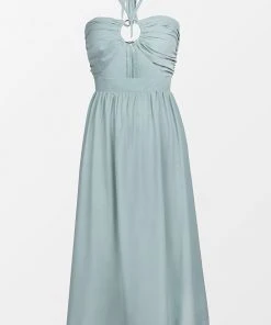 CUPSHE Oakleigh Green O-ring Halter Tea Length Dress Dresses