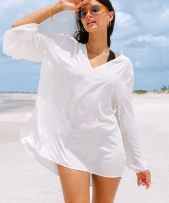 CUPSHE Sienna V-neck Loose Waisted Bell Sleeve Cover-up Dress Cover Ups