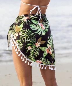 CUPSHE Wedding Guest Dresses Aguas Blancas Black Mini Tassel Cover Up