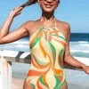 CUPSHE Dancing Ribbon High Neck Cutout One Piece Swimsuit