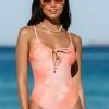 CUPSHE Holiday Sunrise Ruched Tied One Piece Swimsuit