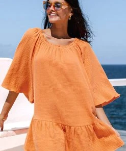 CUPSHE Summer Dresses 2022 Sarina Round Neckline Ruffled Cover Up
