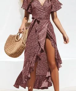 CUPSHE Dresses Claire Open Front Ruffle V-neck A-Shape Dress