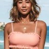 CUPSHE Peach Pearl Ruffle Bandeau Bikini Top Swimwear UP TO 70% OFF