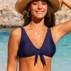 CUPSHE Bikinis Alia Navy Knotted Bikini Tank Top