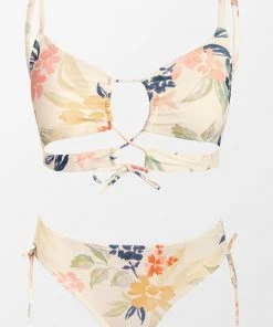 CUPSHE Floral Wilderness Keyhole Bralette And Side Shirred Hipster Bikini Set