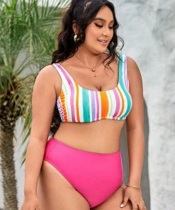 CUPSHE Street Art Scoop High Waist Tummy Control Plus Size Bikini
