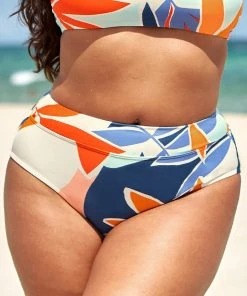 CUPSHE Desiree Tropical High Waisted Plus Size Bikini Bottom Swimwear UP TO 70% OFF