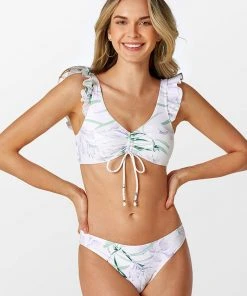 CUPSHE Swimwear UP TO 70% OFF Fresh Floral Ruffle Drawstring Tank Bikini