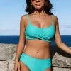 CUPSHE Bikinis Road Trip Twisted Bandeau & Shirred Mid Rise Bikini Set