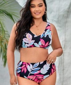 CUPSHE Summer Of Love Scoop Cut Out Tummy Control Plus Size Bikini Set Swimwear BOGO 40% OFF