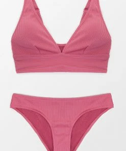 CUPSHE Sydnee Rib V-neck Low Waisted Bikini Swimwear UP TO 70% OFF