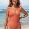 CUPSHE One Pieces Carolina Drawstring Ruched Tummy Control One Piece Swimsuit