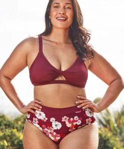 CUPSHE Swimwear UP TO 70% OFF Quinn Floral High Waisted Plus Size Bikini Bottom