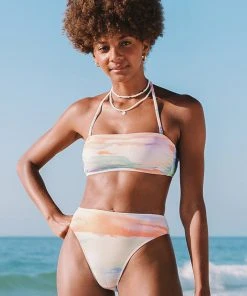 CUPSHE Bikinis Clouds Bandeau And Cheeky High Waist Bikini Set