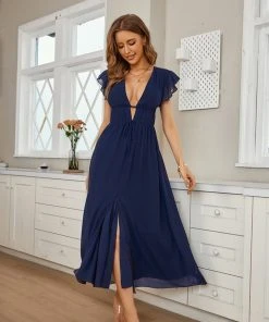 CUPSHE Vanda Plunge Ruching A-shape Dress Dresses