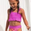 CUPSHE Swimwear UP TO 70% OFF Girls’ Wild At Heart Ruffle Bandeau And Wide Band Hipster Set