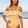CUPSHE Journey Floral Ruffle One Piece Swimsuit