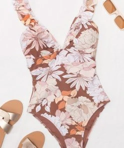 CUPSHE One Pieces Kari Floral Ruffle One Piece Swimsuit