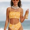 CUPSHE Jolie Floral Smocked Frill Bikini Bikinis