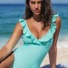 CUPSHE Saint Tropez Ruffled V-Neck One Piece Swimsuit One Pieces