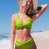 CUPSHE Palm Beach Spliced Twist Front Tall Tri Bikini Set Bikinis