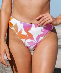 CUPSHE Swimwear UP TO 70% OFF Wanderlust Floral Side Shirred Mid-Rise Hipster Bikini Bottom