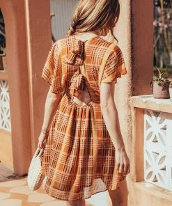 CUPSHE Londyn Square Neck Gingham A-Shape Dress