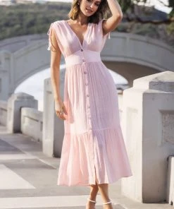 CUPSHE Esperanza V-neck Button Fitted Waisted Cover Up