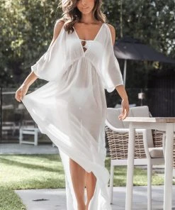 CUPSHE Ellis Plunge Backless Cut Out Split Cover-up Dress Cover Ups