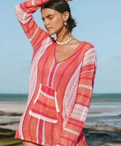 CUPSHE Fernandina Stripe Crochet V-neck Cover Up