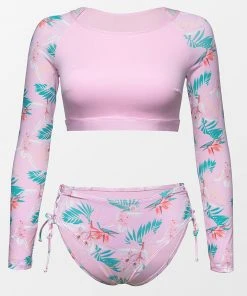 CUPSHE Bikinis Emerson Tropical Long Sleeve Lace-up Tankini