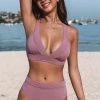 CUPSHE Bikinis Retro Field Day Banded Bralette And High Waist Bikini Set
