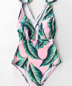CUPSHE One Pieces Pink Palm Print One Piece Swimsuit