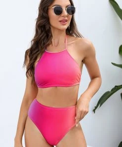 CUPSHE Vapor Wave Dip Dye High Neck And High Waist Bikini Set