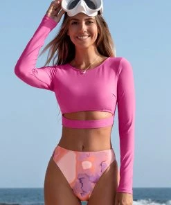 CUPSHE Summer Dreaming Cut Out High Waist Long Sleeve Bikini Set Bikinis