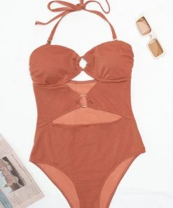 CUPSHE Brook O-ring Halter Cut-out One Piece Swimsuit One Pieces
