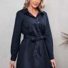 CUPSHE Dresses Nya Shirt-collar Belted Dress