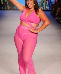 CUPSHE Love Los Angeles Lace Crop Top & Merrow Edge Plus Size Pants Set Cover Ups