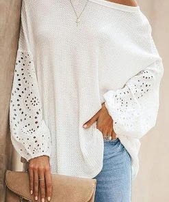 CUPSHE Loose Round Neck Long Sleeve Top Accs & Clothing