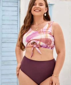 CUPSHE Arizona Road Trip Midkini High Waist Tummy Control Plus Bikini Plus Size