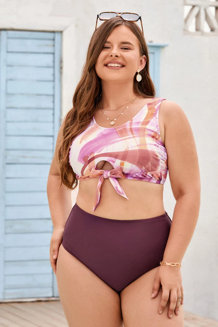 CUPSHE Arizona Road Trip Midkini High Waist Tummy Control Plus Bikini Plus Size