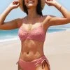 CUPSHE Swimwear UP TO 70% OFF Joy Jacquard Crisscross Drawstring Side Bikini
