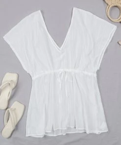 CUPSHE Mattie White Drawstring Waist Cover Up