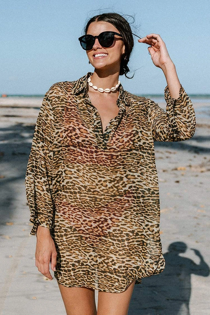 CUPSHE Carli Animal Print Open Front Cover Up Cover Ups