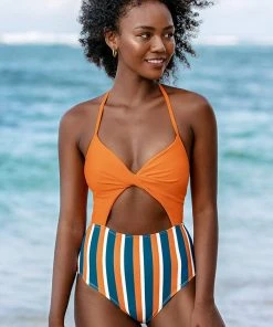 CUPSHE Kylie Halter Lace Up One Piece Swimsuit