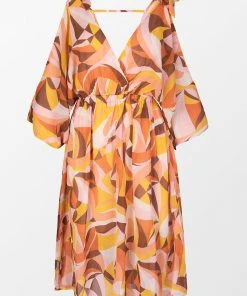 CUPSHE Summer Dresses 2022 Elissa Geometric Print Tie Shoulder Cover-up Dress