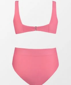 CUPSHE Luminescent Strappy High Waist Tummy Control Pink Plus Size Bikini