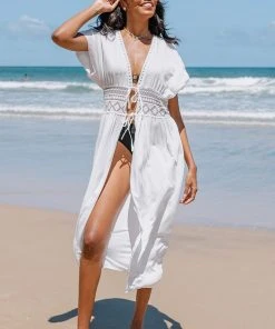 CUPSHE Cover Ups Drina Plunge Open Front Tie Cover Up